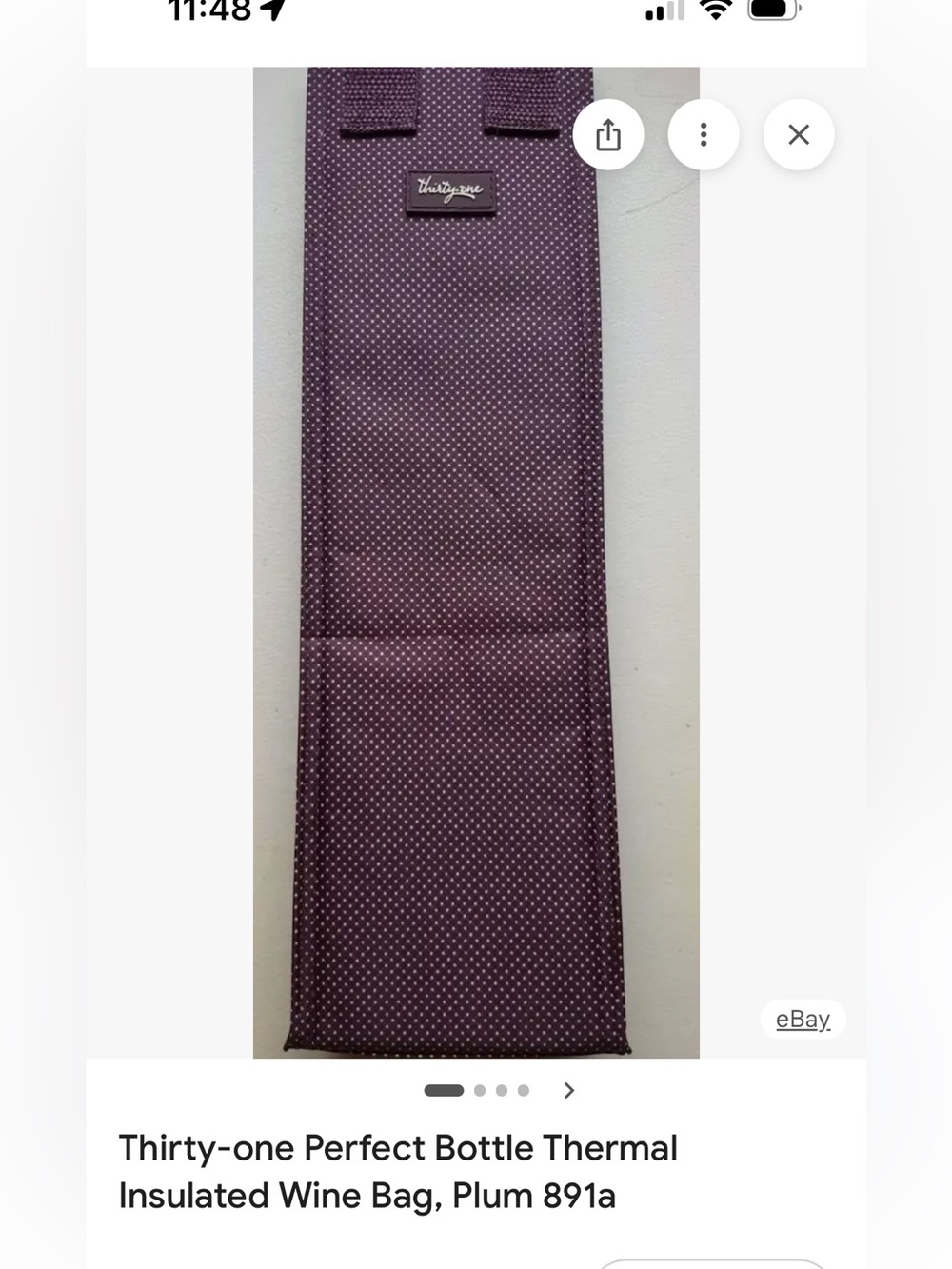 thirty-one Plum Polka Dot Insulated Bottle Tote